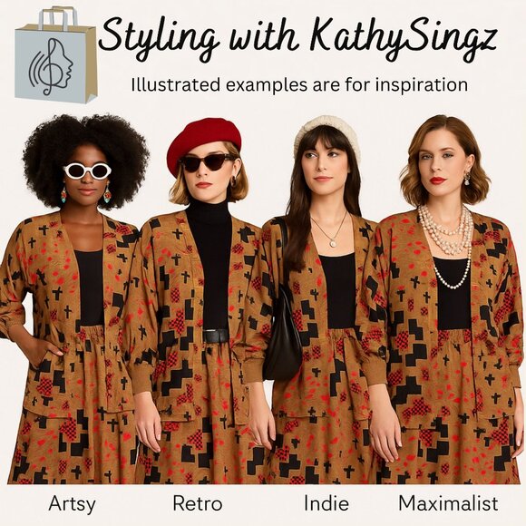 Vintage Designer Diane Freis NWT Jacket and Skirt Set Bold Abstract Print 80s - Picture 2 of 13